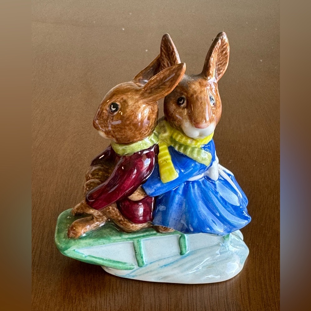 1972 Billie & Buntie Bunnykins “Sleigh Ride” Figurine- Royal Doulton Figurine